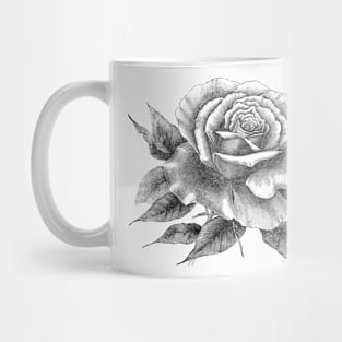 Rose Flower Tattoo Style Black and White Illustration Mug